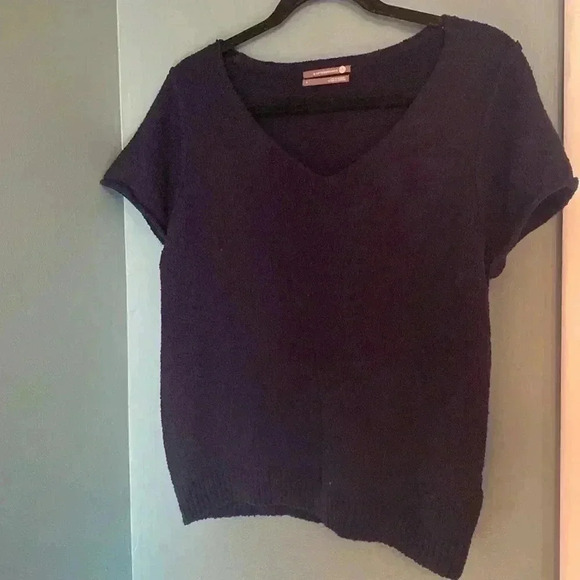 Anthroplogie women’s navy blue short sleeve knit top - small - Picture 1 of 7